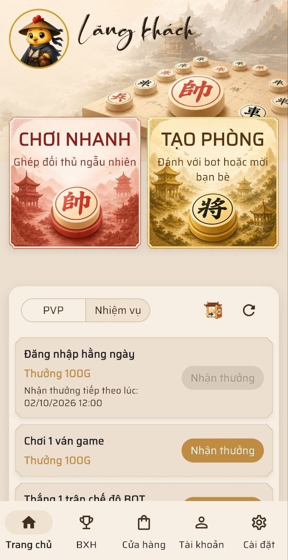 Trang chủ Chicken Chess với chế độ chơi và nhiệm vụ