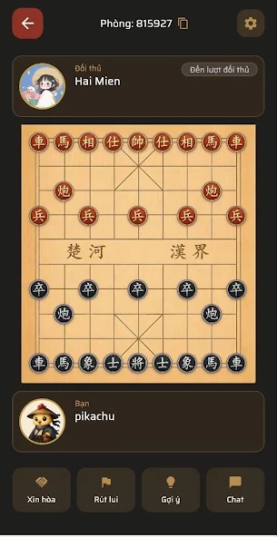 Bàn cờ trong một trận đấu online Chicken Chess
